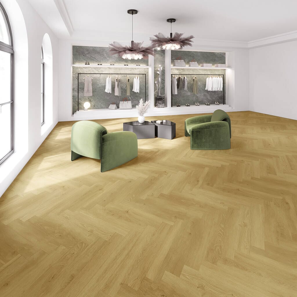 JOKA Designboden 555 Wooden Styles Herringbone Oak Natural 6705 - Klebevinyl Vinylboden JOKA