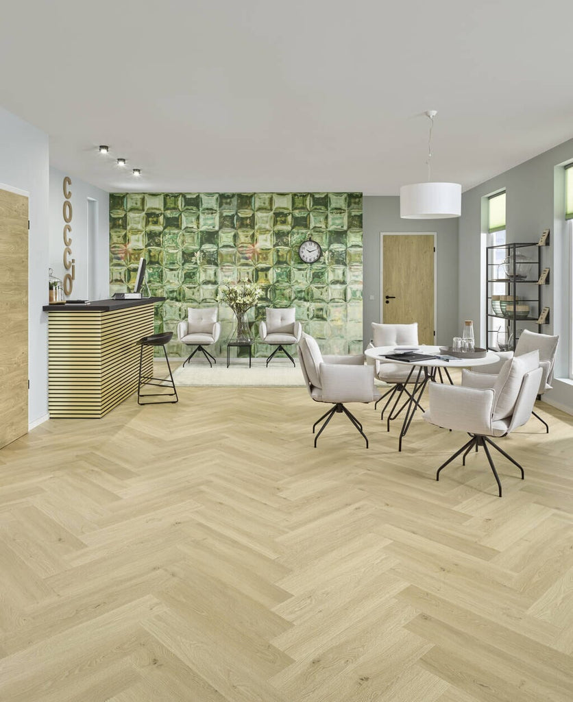 JOKA Designboden 555 Wooden Styles Herringbone Oak blond 6704 - Klebevinyl Vinylboden JOKA 